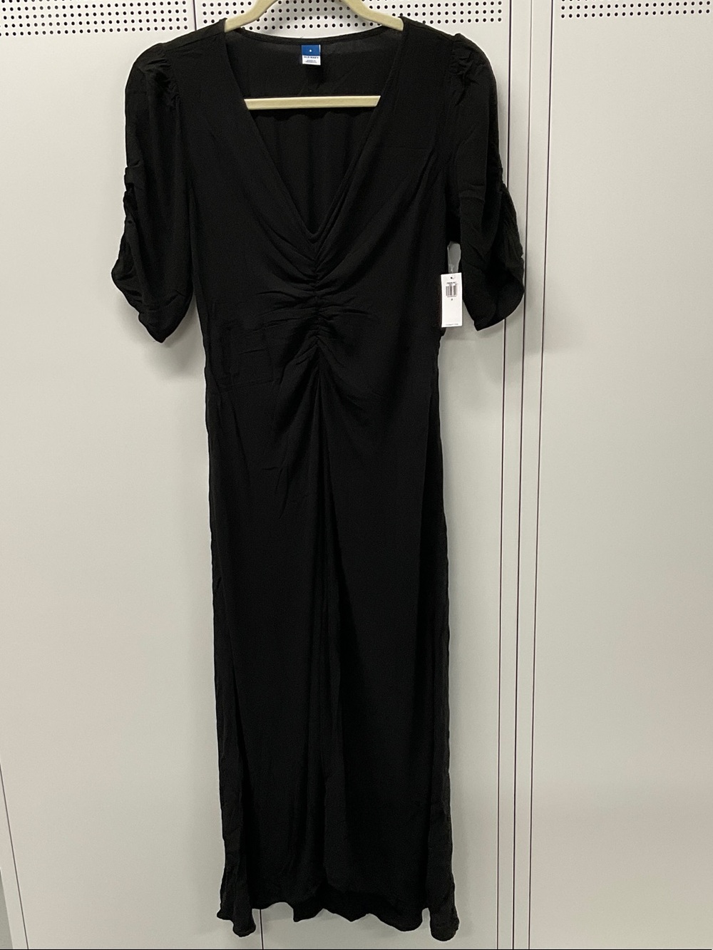 Old Navy Black Ruched V-Neck Dress
